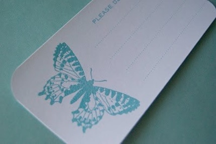 8 Hand Stamped and Heat Embossed Shipping Labels - Butterflies