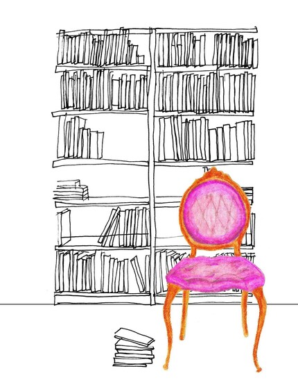 The Library -8 x 10 Archival Print of Original Sketch