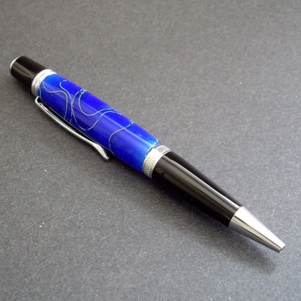 Blue Swirl Sierra - Handcrafted Acrylic Blue Sierra Pen