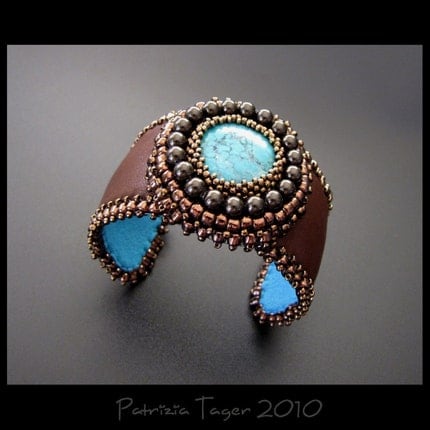 Brown and Turquoise Cuff