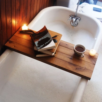 Tub Caddy made of Reclaimed Oak from a Broken Down Hardware Store