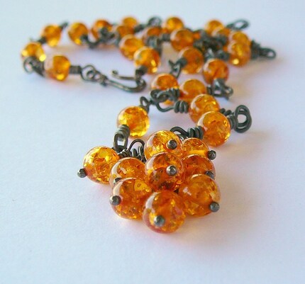 Amber Surprise Amber Smooth Round Beads With Wire by beadsme necklace 