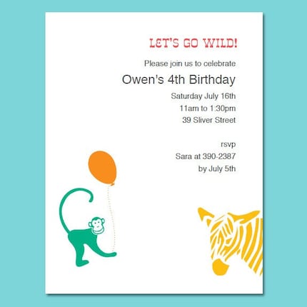 Printable Animals Birthday Invitations Template