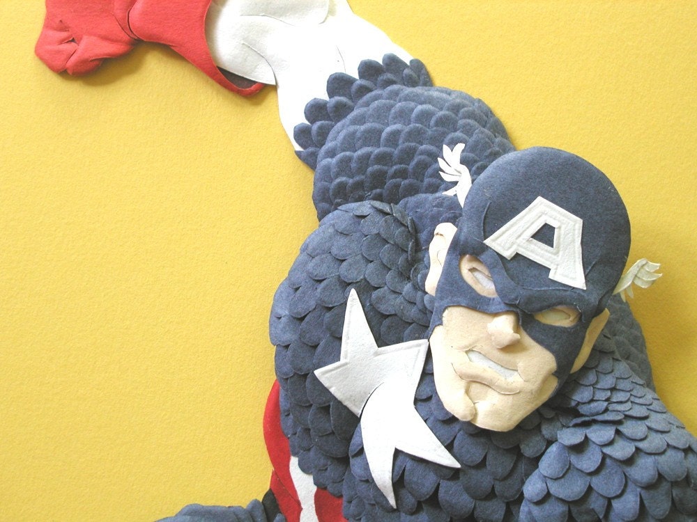 Captain America---Paper sculpture