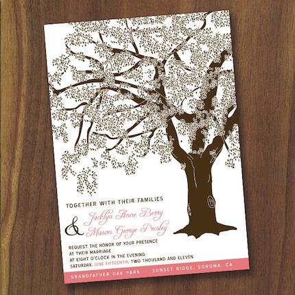 Grandfather Oak Tree Wedding Invitations, You Print, Customized