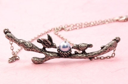 Lovebirds on a Branch Necklace