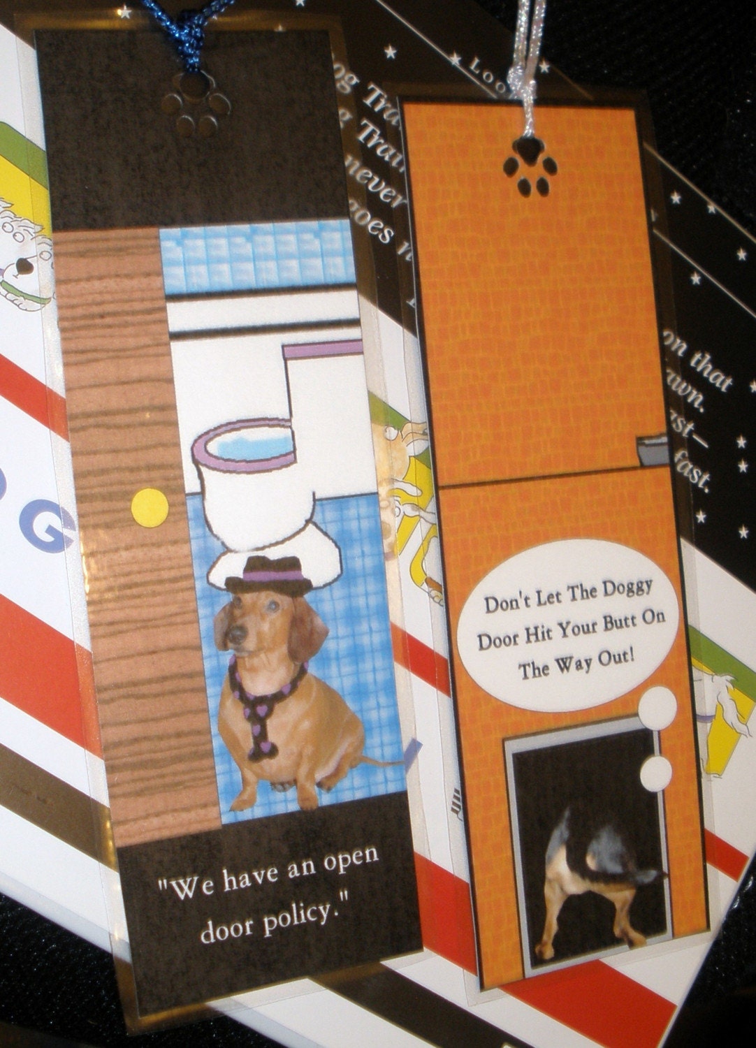 2 Open Door Policy Dachshund Laminated Double Sided Bookmarks