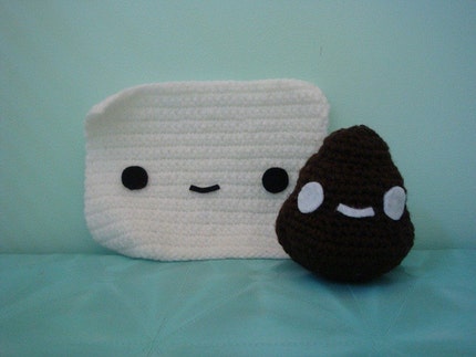 Uber Unique and Kawaii Misses Toilet Paper and Mister Poop Amigurumi Couple