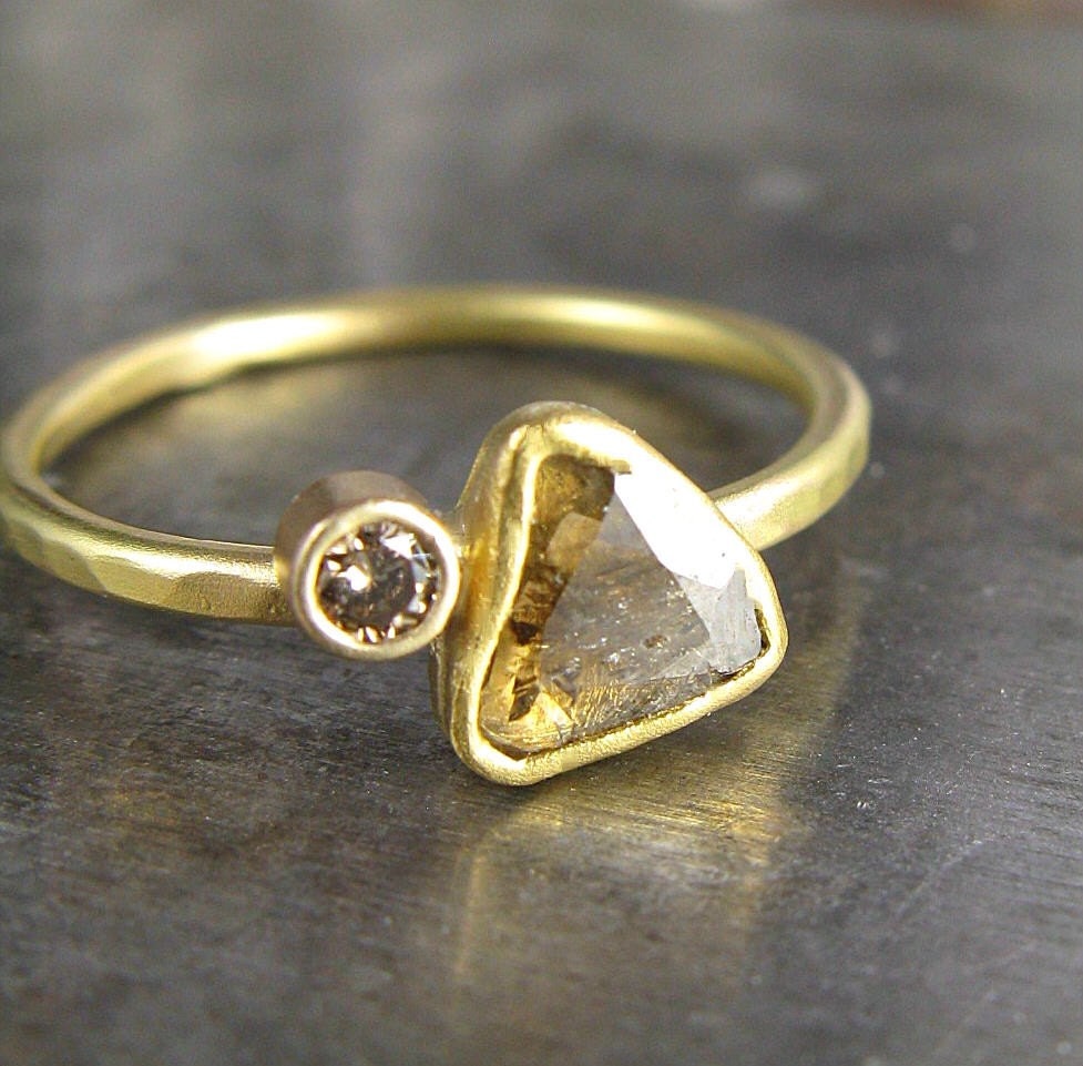 One of a Kind - Diamond Slice and Recycled Gold Ring - .33 Carats