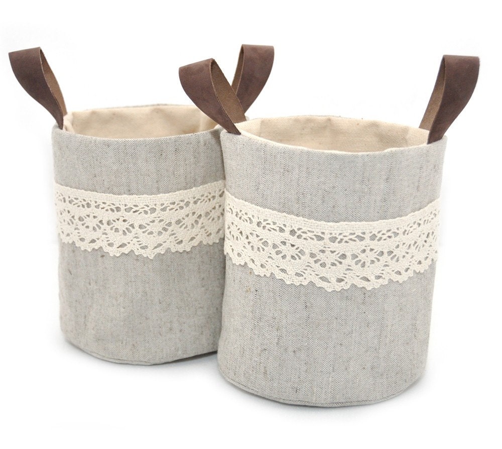 Mini Ollyvia Fabric Basket Set - Raw Cotton Lining