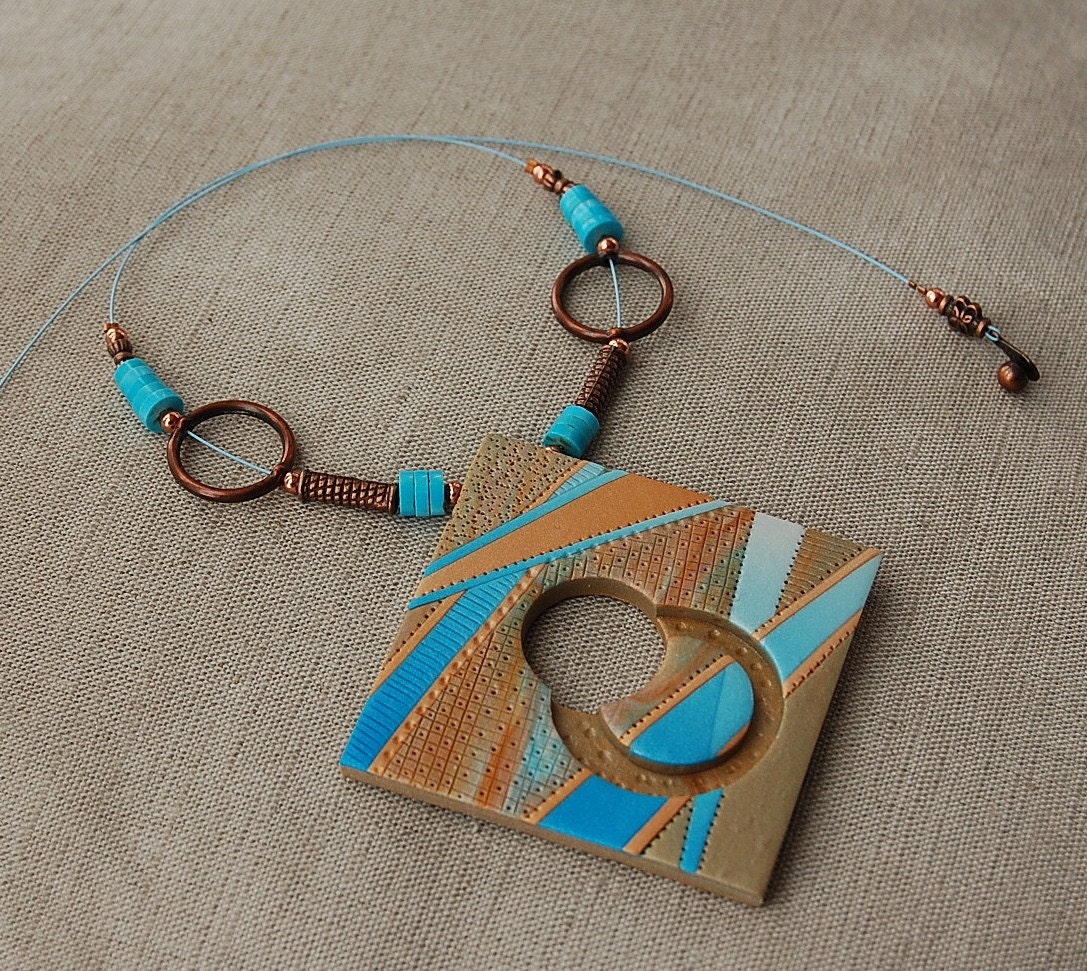 polymer clay and turquoise necklace