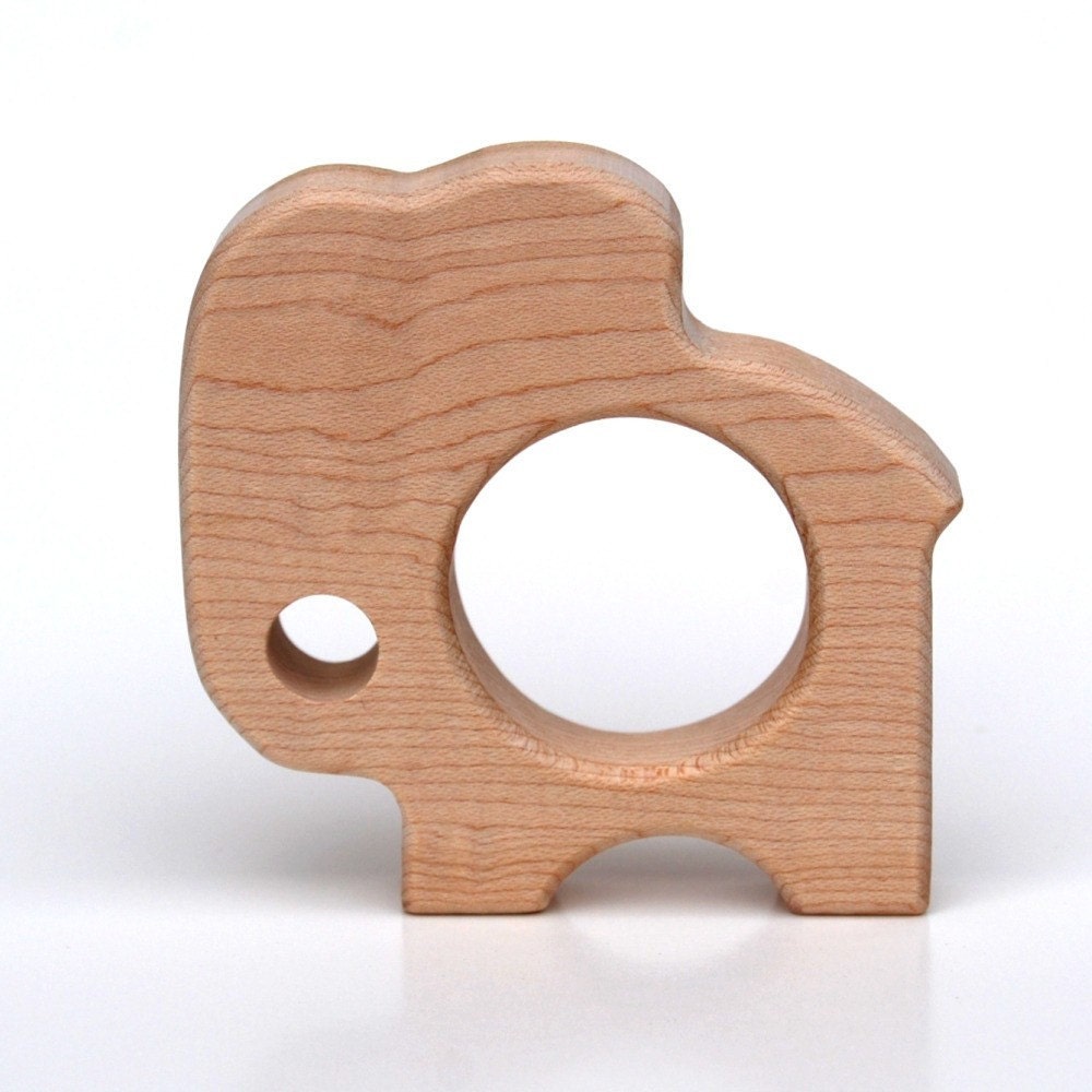 Little Elephant TEETHING TOY - natural wooden teether for infants and toddlers