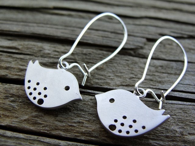 Silver Dangle Birdy Earrings