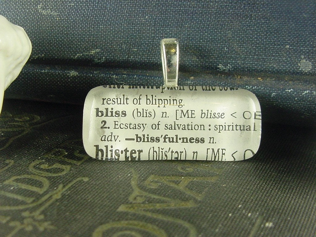 BLISS - VINTAGE DICTIONARY PENDANT  NECKLACE  - BLISS