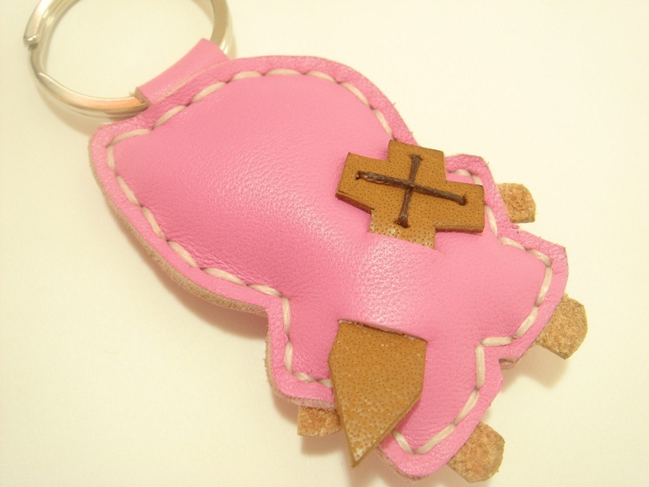 Lovely Taka the Ninja Leather Keychain ( Pink )