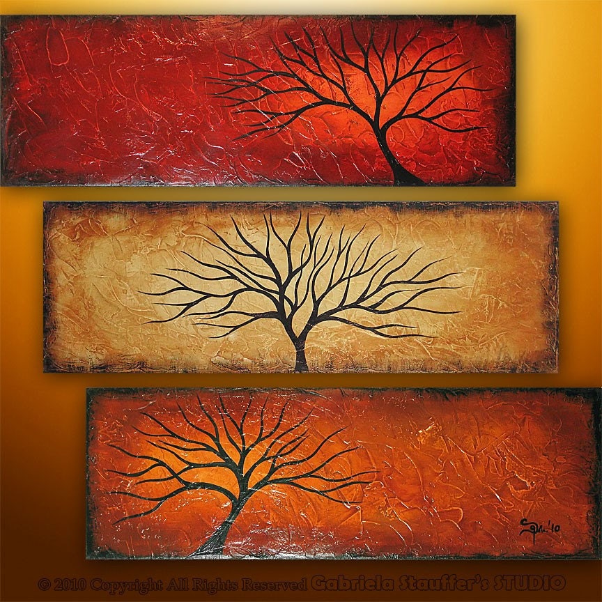 Modern  Gallery on Abstract Modern Landscape Tree Painting Original Art By Catalin