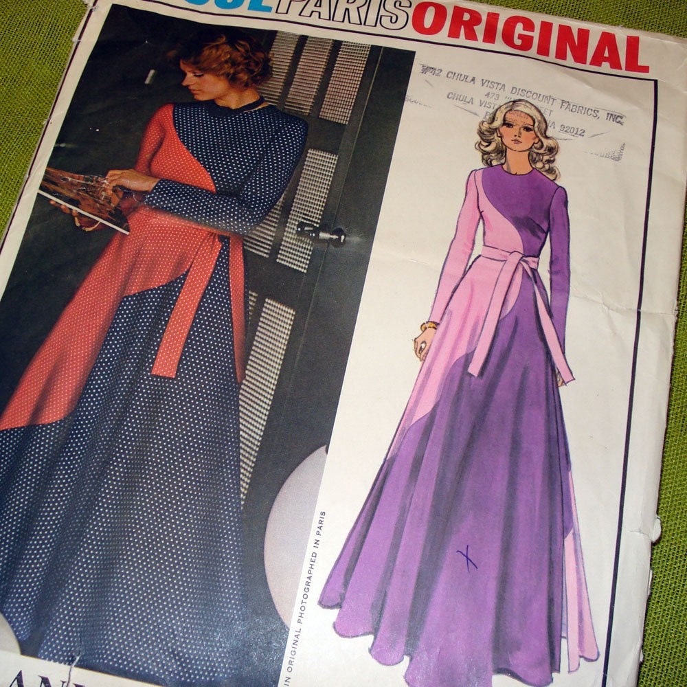 1970s VOGUE PARIS ORIGINAL - Lanvin - Floor-Length DRESS - Asymmetrical