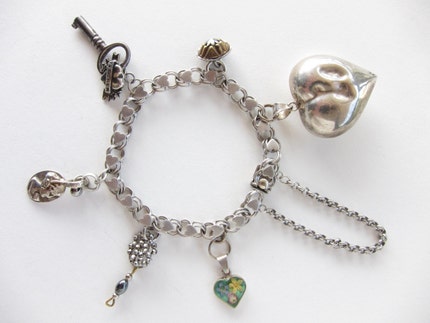RESERVED FOR BETH M. - Be Still, My Battered Heart - bracelet - antique vintage assemblage