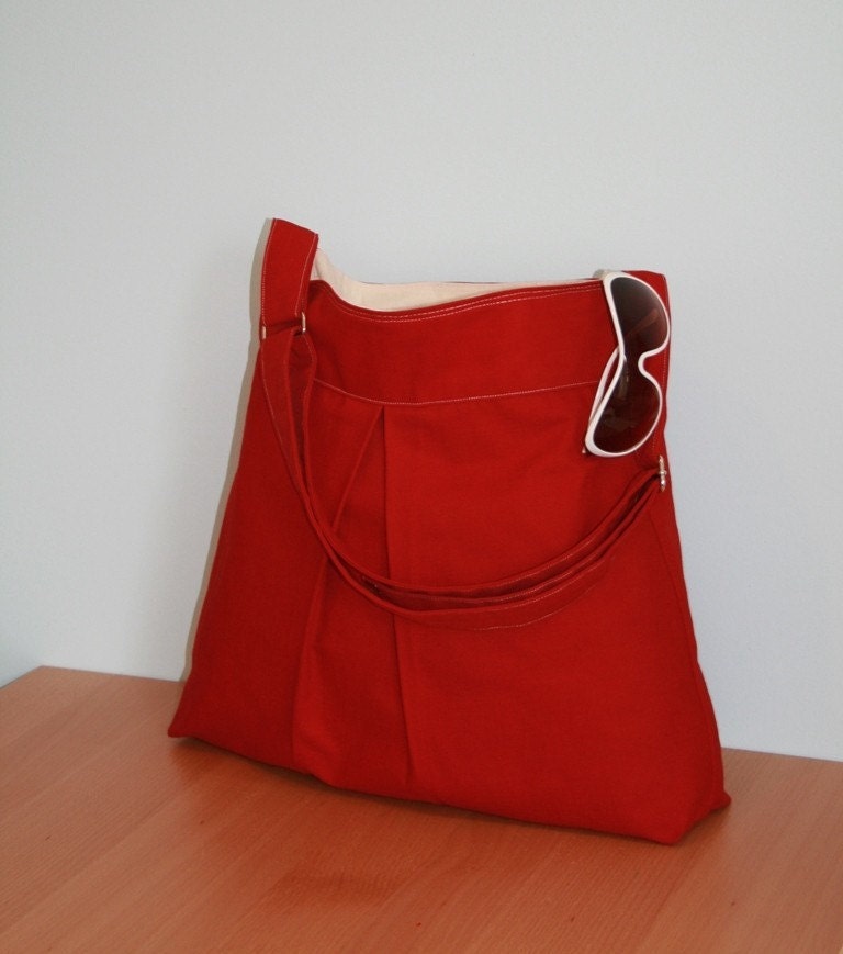 New Book Bag in Deep Red with Build In Laptop Compartment
