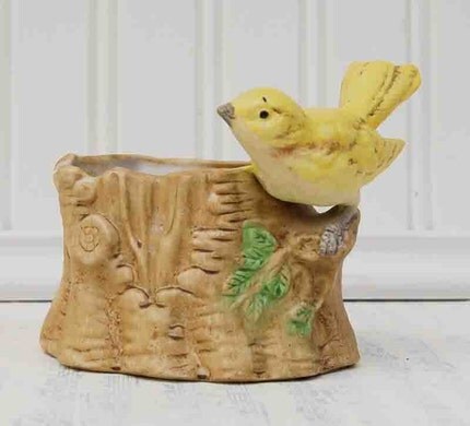 Vintage - Yellow BIRD Ceramic Vase
