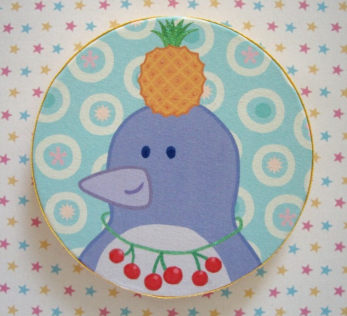 PRINT OF PENGUIN ON ROUND CANVAS