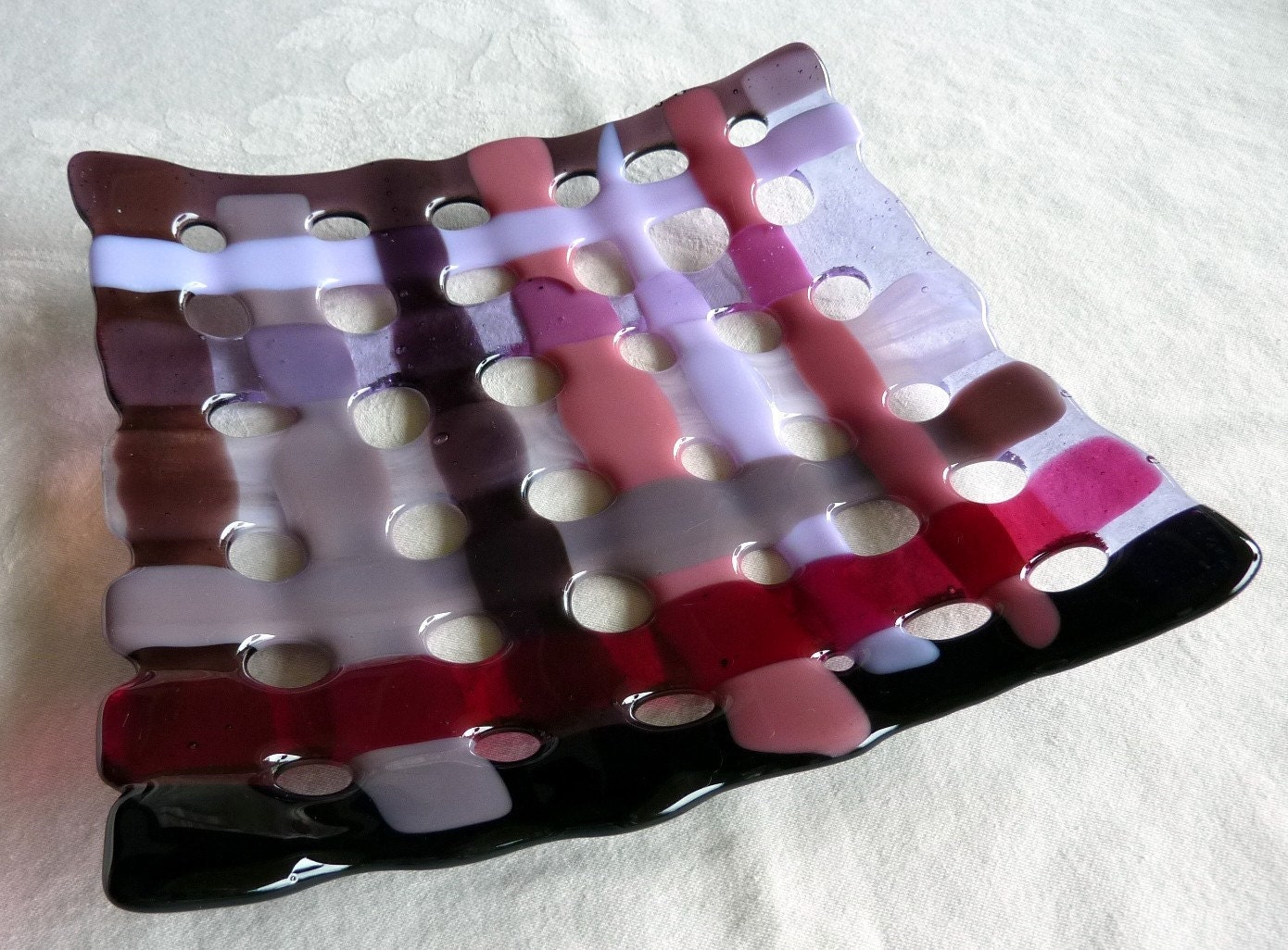 Lavender, Pink and Purple Woven Glass Plate