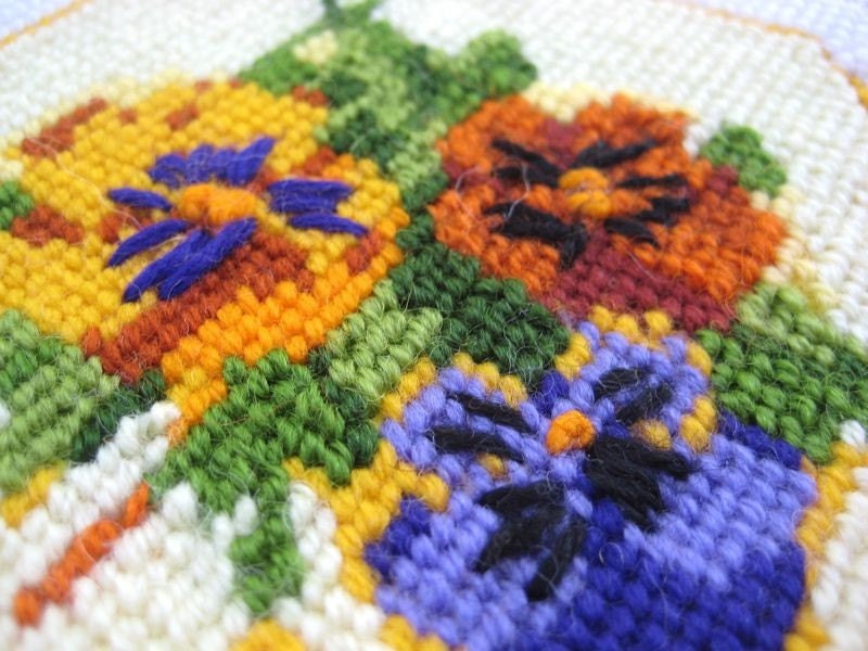 Vintage Needlepoint Pansy Coasters by WaveSong on Etsy
