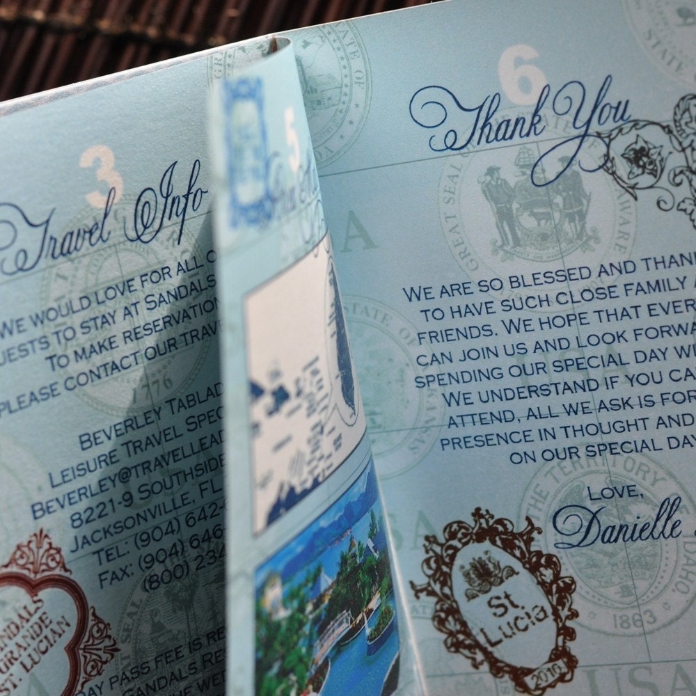 Deposit - Passport Invitation (Traditional Blue with Lily)