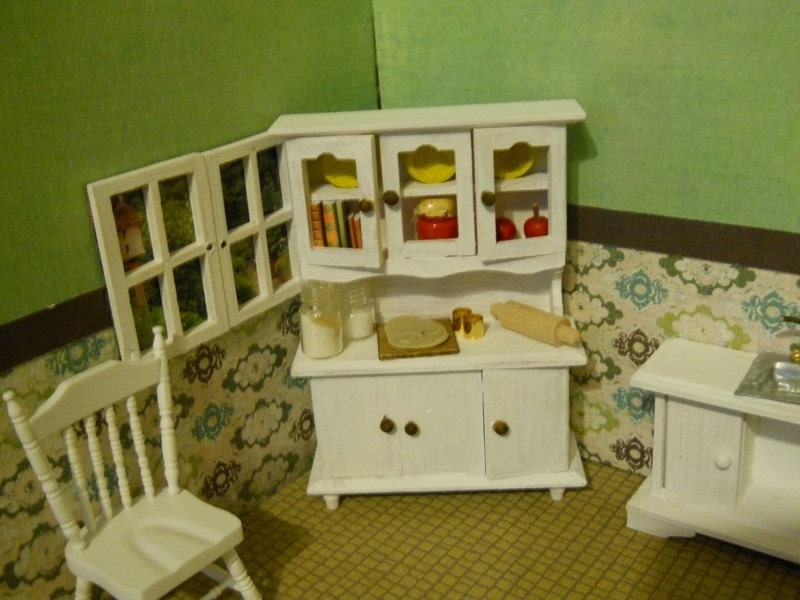 Dollhouse  Miniature Kitchen baking hutch