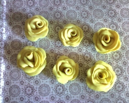 YELLOW SHIMMER POLYMER CLAY ROSES