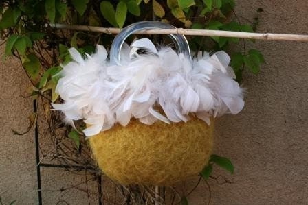 Yellow Feather Purse