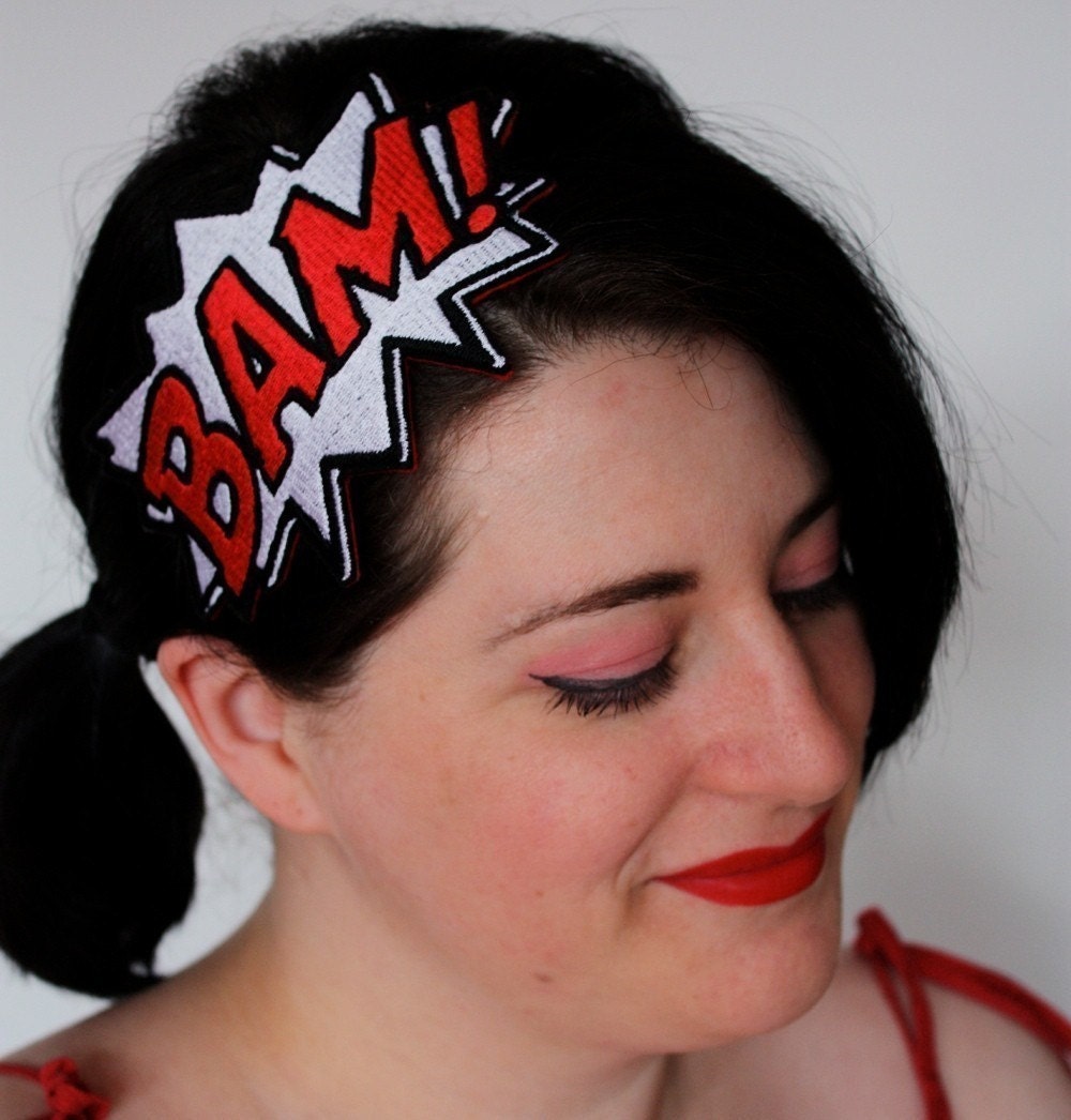 Comic bam embroidered headband hair decoration