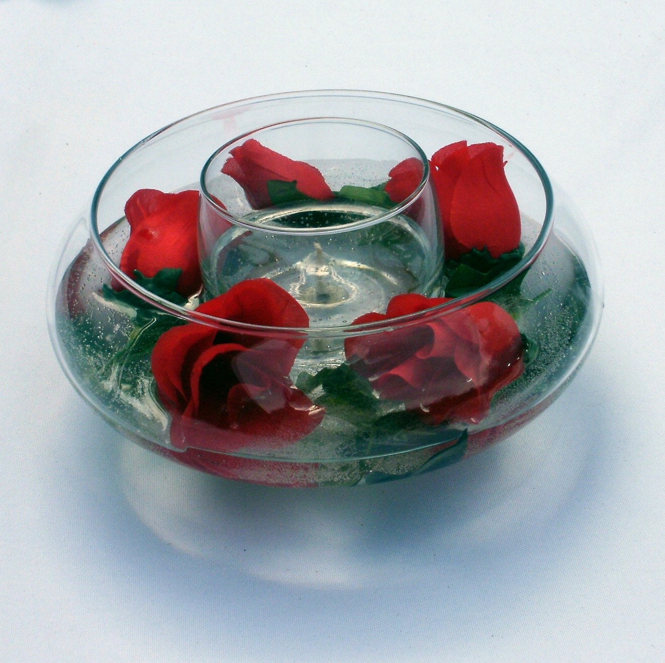 Wedding Centerpiece Red Rose Gel Candle by Silk N Lights Designs