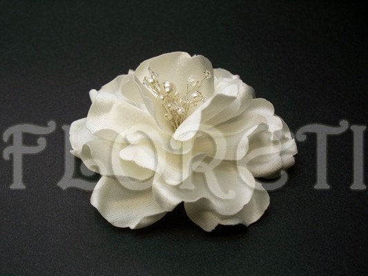 White Magnolia Bridal Hair Clips n Wedding Dress Pin Set 