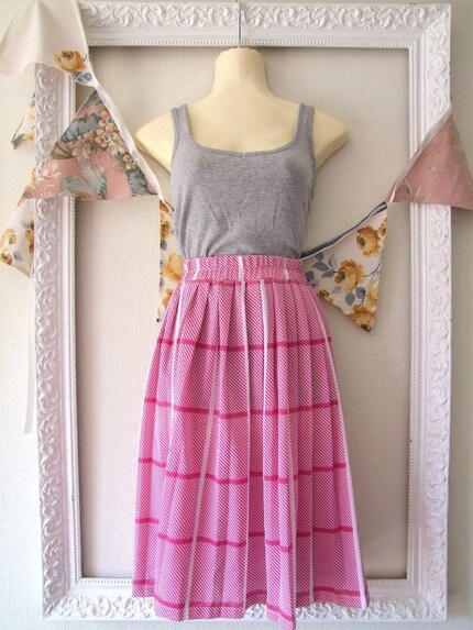 Bright Day Pink and White Pleated Skirt