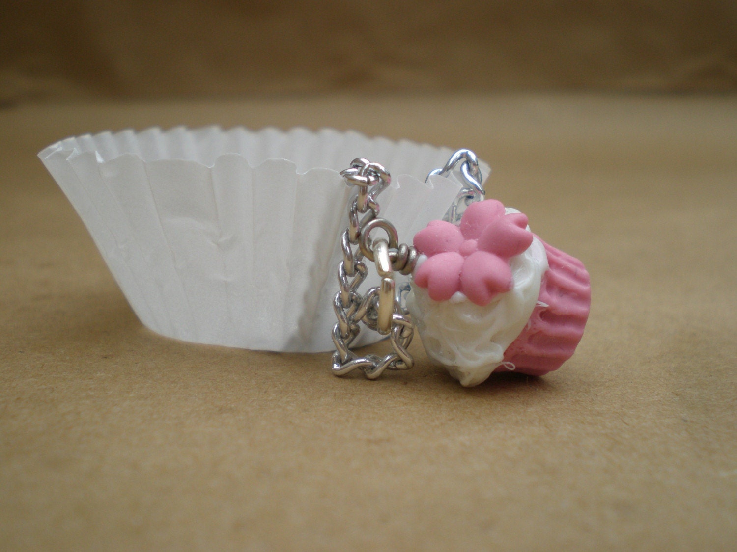Pink Sakura/Cherry Blossom Cupcake Necklace