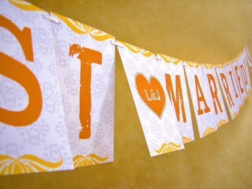 Personalized Just Married Sunshine Paper Garland Party Banner Great for Weddings