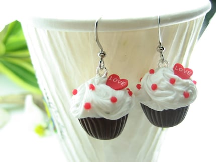 Chocolate Love Cupcake Earrings