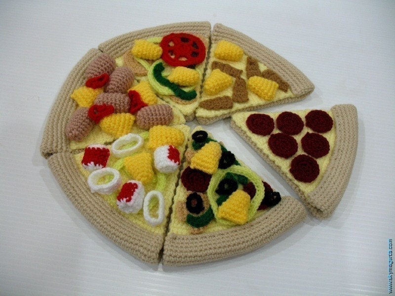 Crochet Pattern- PIZZA - playfood / toys - PDF