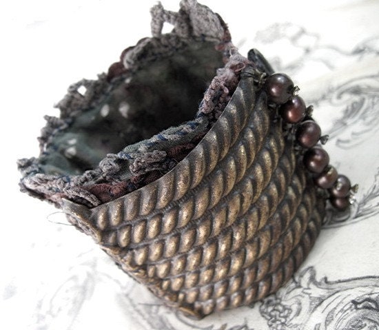 I am a Mask of Divinity. Salvaged Textile Cuff.