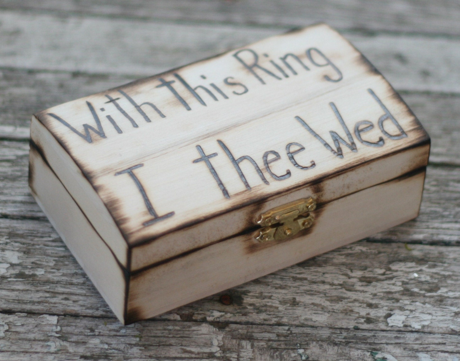 With This Ring I Thee Wed Rustic Woodland Western Beach Ring Bearer Pillow Ring Jewelry Box Personalized
