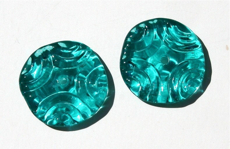 Textured Lampwork Glass Disk Beads