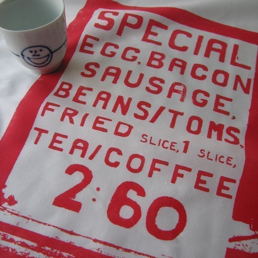 Full English Breakfast Tea Towel - red