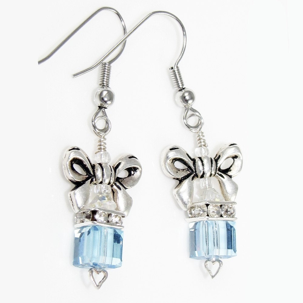Tiffany Inspired Jewelry Box Swarovski Earrings