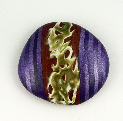Polymer Clay Cabochon, Eggplant, Bronze, Olive Green