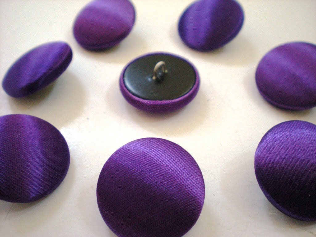 Dark Purple or lavender satin fabric cover button 1 inch size set of 6