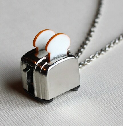 Popping Toaster Necklace-Silver 18 inches