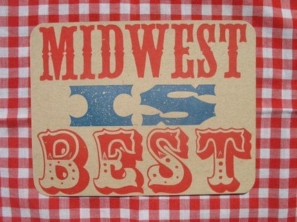 midwest is best letterpress printed postcard