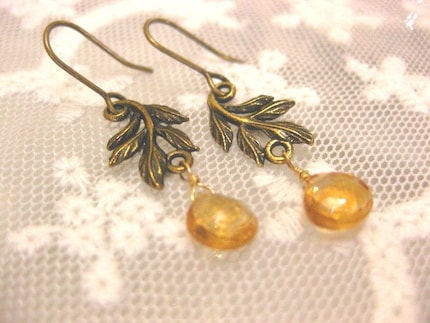 Ray of sunshine. citrine gemstone earrings. vintage inspired.