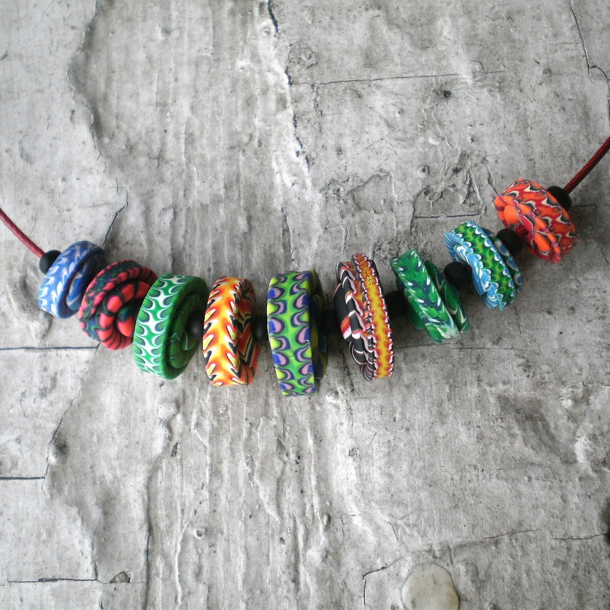 simple, new Ovenfried Beads necklaces on neckwires